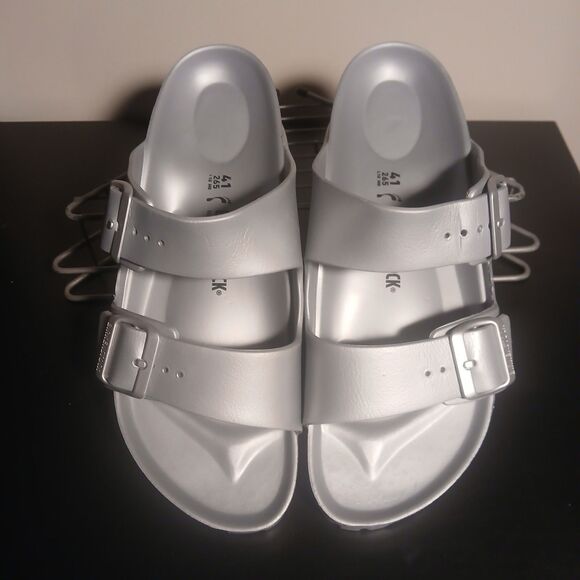 Birkenstock Silver Arizona EVA Sandals US L10/M8 EU 41 Narrow Waterproof Slide - Picture 1 of 8